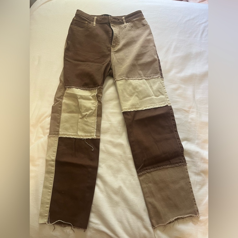 Hollister Brown and Tan Patchwork Pants